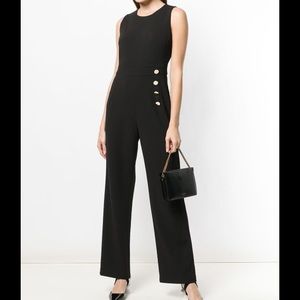DKNY WOMEN'S black gold buttoned sleeveless wide-leg jumpsuit